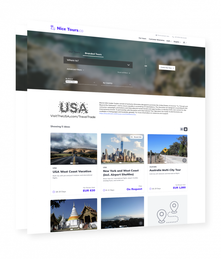 IBE and travel agency website